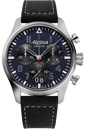 Alpina Startimer Pilot AL-372NB4S6 Horloge - Leer - Zwart - Ø 44 mm