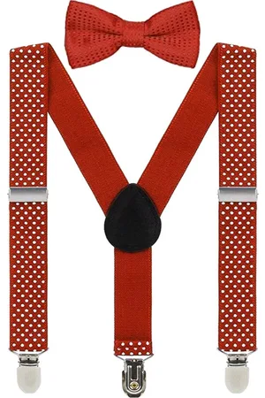 Fako Fashion Kinder Bretels Met Vlinderstrik - Kinderbretels - Vlinderdas - Strik - Stipjes - 65cm - Rood