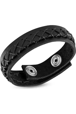 Amanto Armband Ferre C - Leer - 316L Staal - 14mm - 21-23cm
