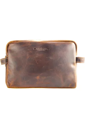 ARRIGO BELLO Heren Toilettas Leer ??? Dames Toilettas Leer ??? Beauty Case ??? Leren Make Up Tas