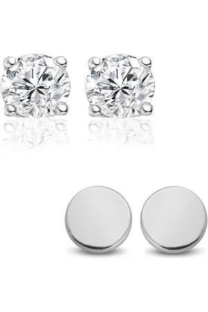 New Bling 9NB SET022 Zilveren Oorknopjes Dames - Set - 2 Paar - 5mm - Rondje - Zirkonia