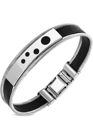 Amanto Armband Geoff F - 316L Staal - Kabel - Rubber - 12mm - 20cm