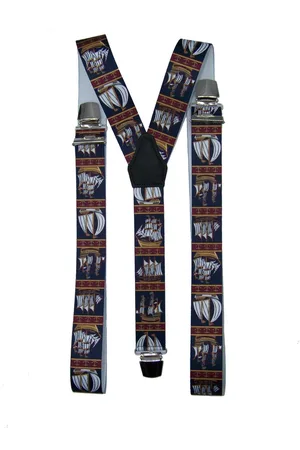 Flores Lederwaren Bretels Zeilschip (donkerblauw) met brede extra sterke stevige Clips