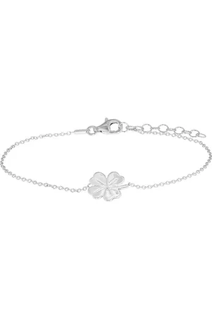 GLAMS Armband klaver 1,0 mm 17 + 3 cm - Zilver