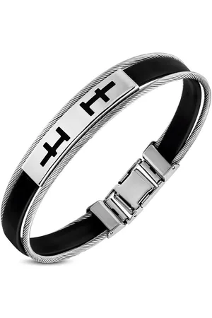 Amanto Armband Geoff A - 316L Staal - Kabel - Rubber - 12mm - 20cm