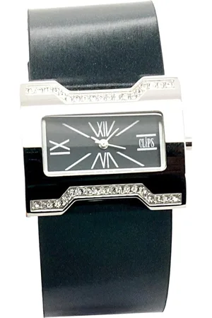 CLIPS 553-1004-44 Horloge - Leer - Zwart - Ø 30.5 mm