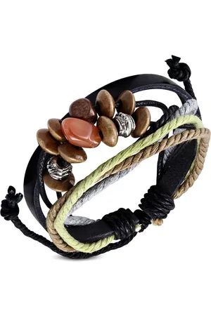 Amanto Armband Carlo Green - Leer - Bedels - Kralen - 20cm