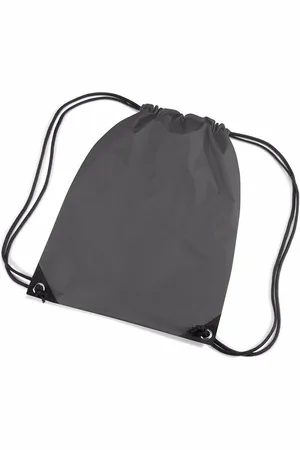 BagBase 5x stuks antraciet grijze nylon gymtas/ gymtasje met rijgkoord