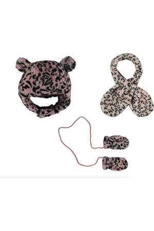 sarlini 3-delige - Set - Muts - Sjaal - Wanten - Panterprint - - 1/2 jaar