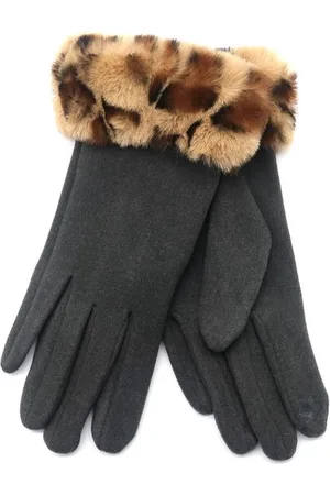 DIelay Handschoenen - Imitatiebont met Panterprint - Dames - One Size - Touchscreen Tip