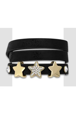Amanto Armband Corto Black - PU Leer - Messing - Ster - 15mm - 19cm