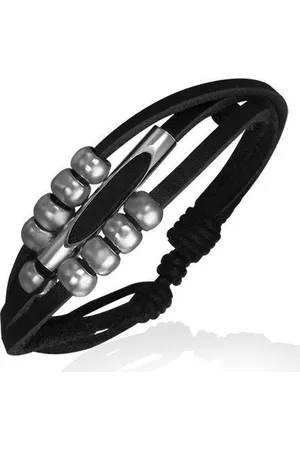 Amanto Armband Djustin A - Leer - Bolletjes - 16 mm - Verstelbaar