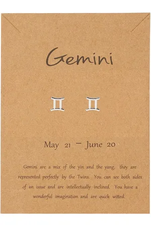 Bixorp Stars Tweeling / Gemini Oorbellen Zilverkleurig Sterrenbeeld - Zodiac Oorknopjes