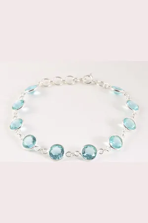 AsiAsia Fijne zilveren armband met blauwe topaas