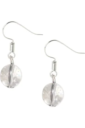 Bixorp Gems Bergkristal Edelstenen Oorbellen - Witte Doorzichtige Dames Oorbellen met Kraaltjes - Edelsteen Oorhangers - Cadeau voor Meisjes & Vrouwen