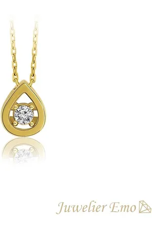 Juwelier Emo – 14 Karaat Gouden Ketting Dames met Druppel Hanger - 45 CM