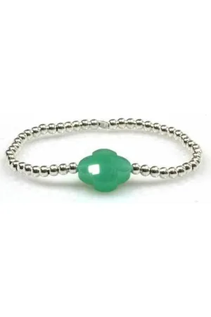 Heaven Eleven Dames - armband - 925 - groen - bloem - 17cm