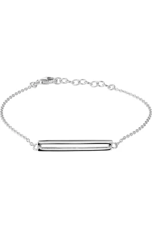 GLAMS Armband Rechthoek 1,3 mm 15,5 + 2,5 cm - Zilver