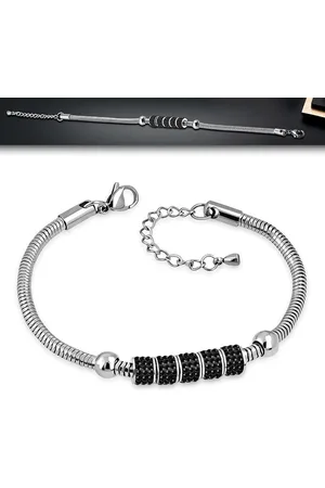 Amanto Armband Estrild Black - 316L Staal - Bedel - 18+4cm