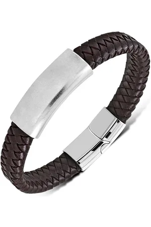 Amanto Armband Djowie Brown - 316L Staal - Leer - 12mm - 22cm