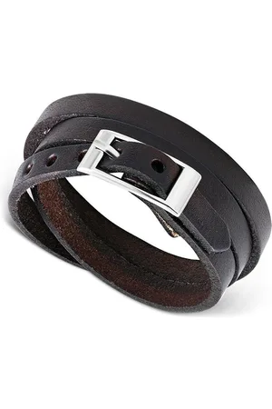 Amanto Armband Farran B - Leer - Bruin - Wikkel - 8mm - Aanpasbaar