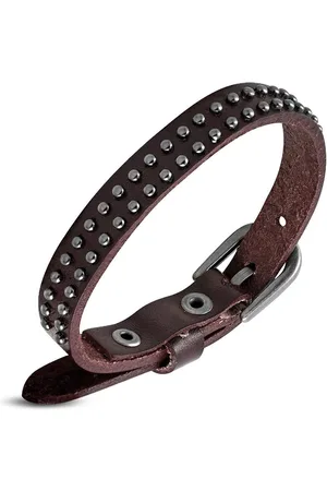 Amanto Armband Aisar Red - Leer - Studs - 12mm - 26cm (aanpasbaar)
