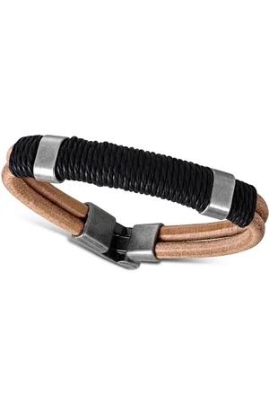 Amanto Armband Farzan B - Leer - 316L Staal - Touw - 15mm - 21cm