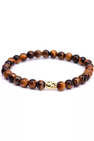 FortunaBeads Premium Brown Tiger Eye Kralen Armband Heren – Bruin – Large 20cm
