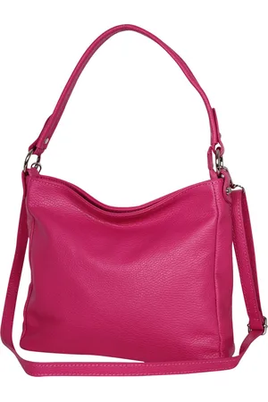 AmbraModa GLX35 - Italiaans handtas schoudertas crossbodytas van echt leer fuchsia