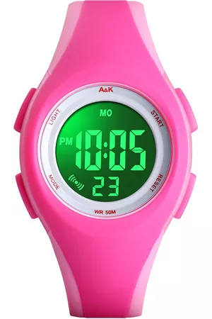 A&K Digitale Kinderhorloge | Waterdicht | Stopwatch | LED Verlichting | Stopwatch | Sport Watch Kids | Roze + Geschenkdoosje