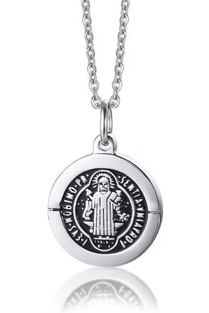 Mendes Heren ketting Edelstaal Benedictus Kruis