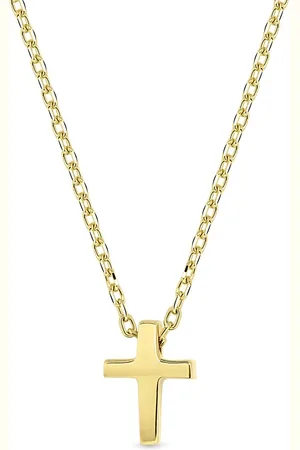 Juwelier Emo 14 Karaat Geelgouden Ketting met Kruis - 8mm Lang & 6mm Breed- Jasseron schakel - Lengte 45 CM