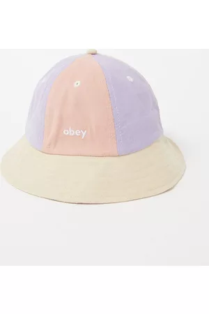 Obey Lockdown bucket hoed met corduroy - Geel/ Paars/ Roze - One Size