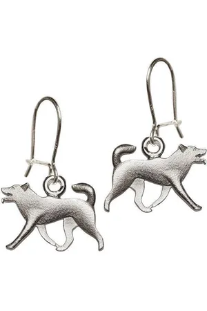 AuBor Oorbellen, hang, Zilveren husky