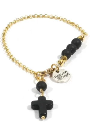Goud plating - onyx matte - kruisje