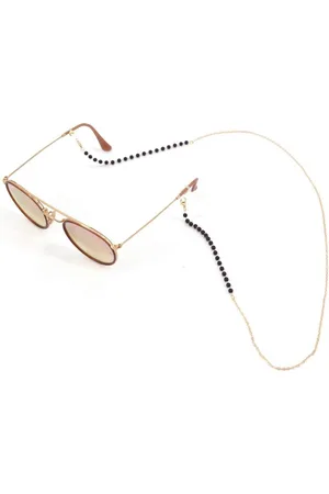 Fashion Favorite Zonnebril Ketting / Brillenkoord | Black Balls | /Goudkleurig | 76 cm