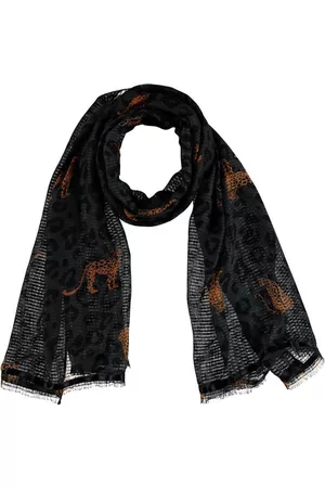 sarlini | Lange grijze dames sjaal met panter | Safari