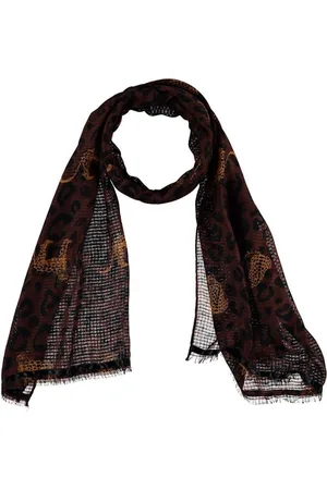sarlini | Lange bruine dames sjaal met panter | Safari