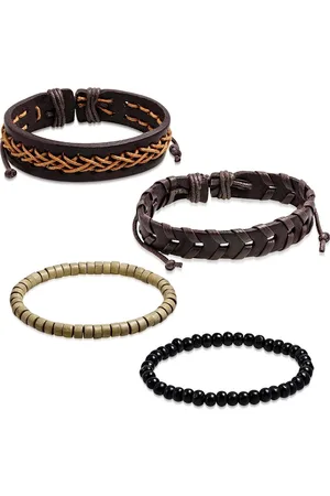 Amanto Cas - Unisex - Leer - Kralen - 4-delig - 20 cm