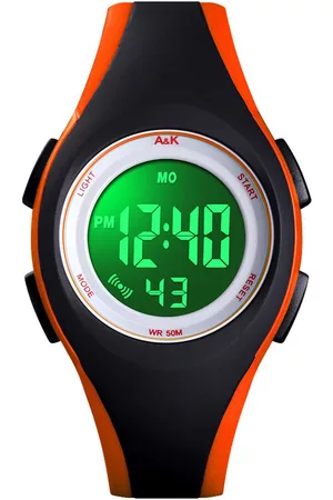 A&K Digitale Kinderhorloge | Waterdicht | Stopwatch | LED Verlichting | Stopwatch | Sport Watch Kids | Oranje + Geschenkdoosje