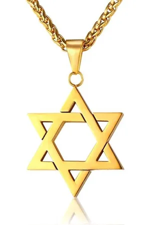 Mendes Heren ketting Edelstaal David Ster Goudkleurig