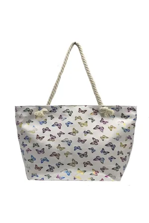 Amelie Metallic Glinsterende VLINDERS Strandtas Shopper Beach Bag