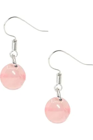Bixorp Gems Rozenkwarts Edelstenen Oorbellen - Roze Dames Oorbellen met Kraaltjes - Edelsteen Oorhangers - Cadeau voor Meisjes & Vrouwen