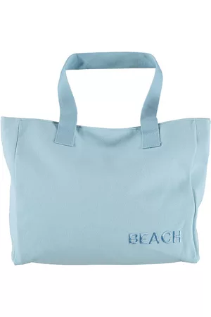 sarlini Dames Schoudertassen - | Strandtas met rits | Katoen | Licht Blauw