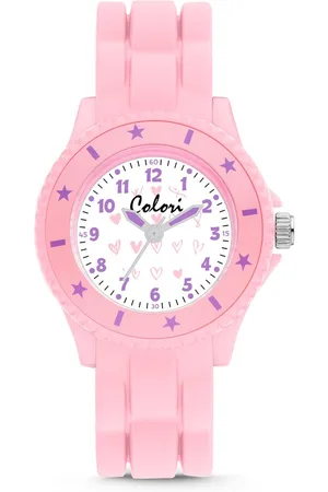 Colori Kidz 5-CLK121 Kinderhorloge - Siliconen Band - Ø 27 mm - 20 mm Wijzerplaat - Hartjes - Roze