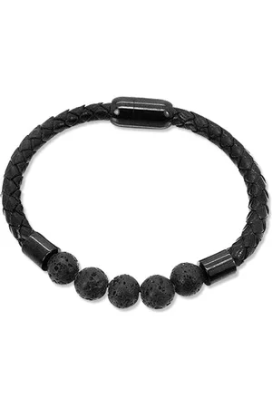 Amanto Armband Feiko D - Leer - Vulkanische Lava - 9mm - 21cm