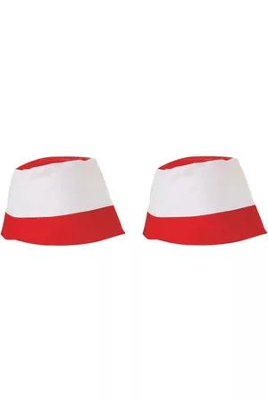 Trendo 4x stuks rood met witte vissershoedjes zonnehoedjes voor volwassenen - zomer hoedjes dames en heren