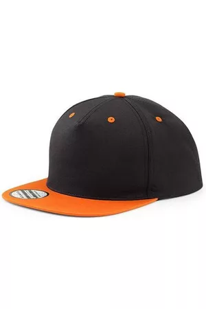 Beechfield Snapback met Platte Klep Zwart/Oranje (One size fits all)