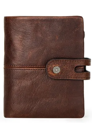 Contacts Leren portemonnee heren Crazy Horse Leather Bruin style 2 - portefeuille heren - mannen cadeautjes cadeau voor man - portemonnee heren pasjes houder - Top kwaliteit Leer