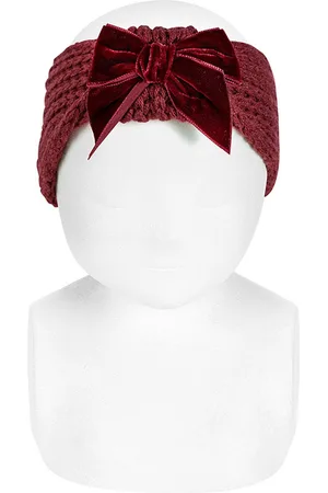 CONDOR Cóndor Hoofdband Gebreid met Velvet Strik | 50.051.011 | Garnet/Donkerrood | 2-4 jaar | maat S